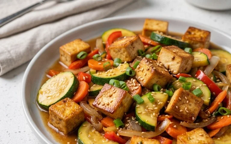 Zucchini Stir Fry With Tofu (Vegan)