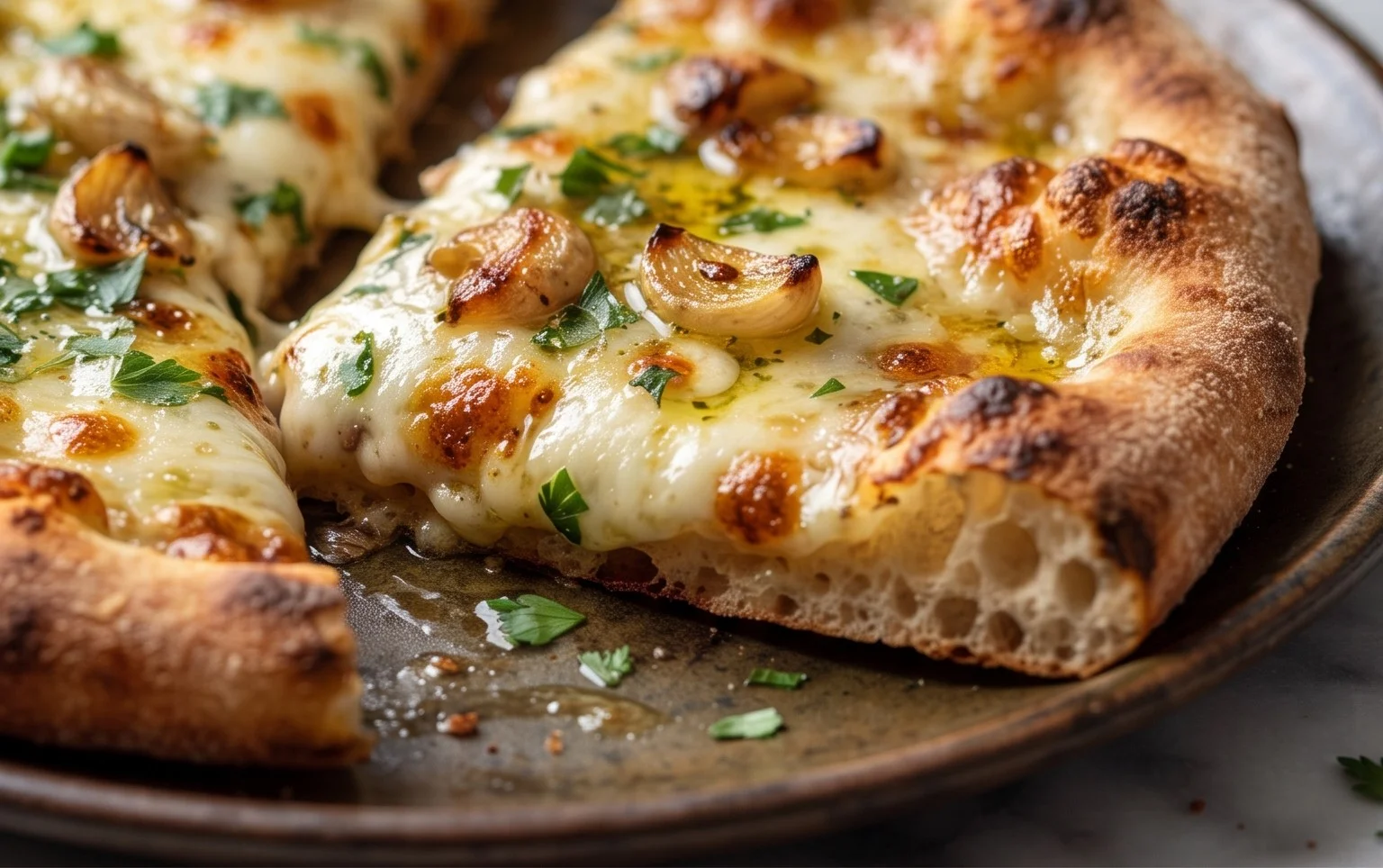 buttery garlic pizza
