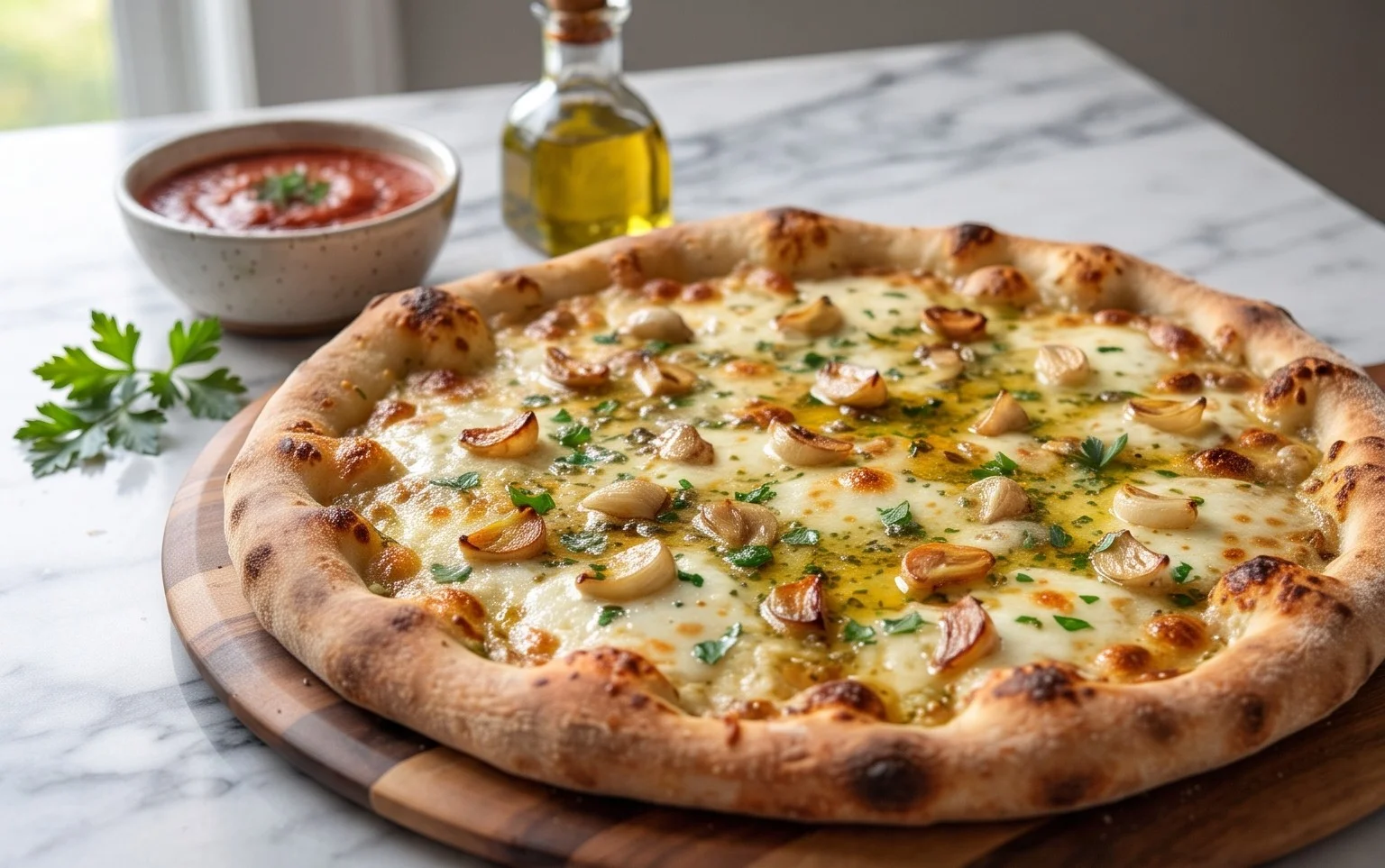 buttery garlic pizza