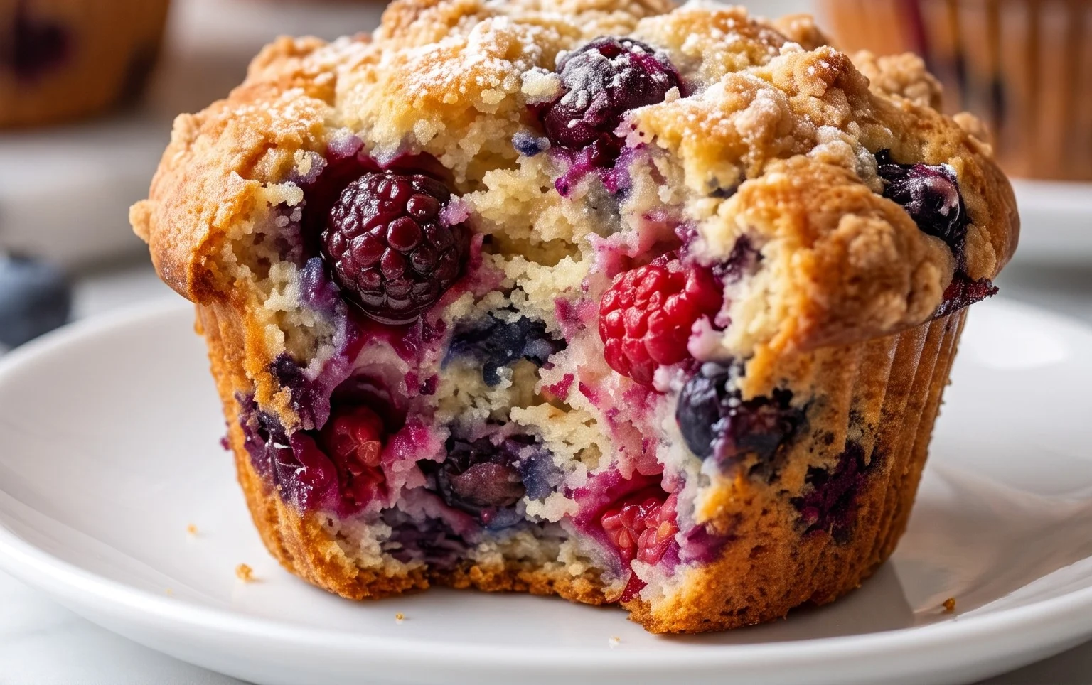 Bakery Style Mixed Berry Muffins | with Frozen Berries