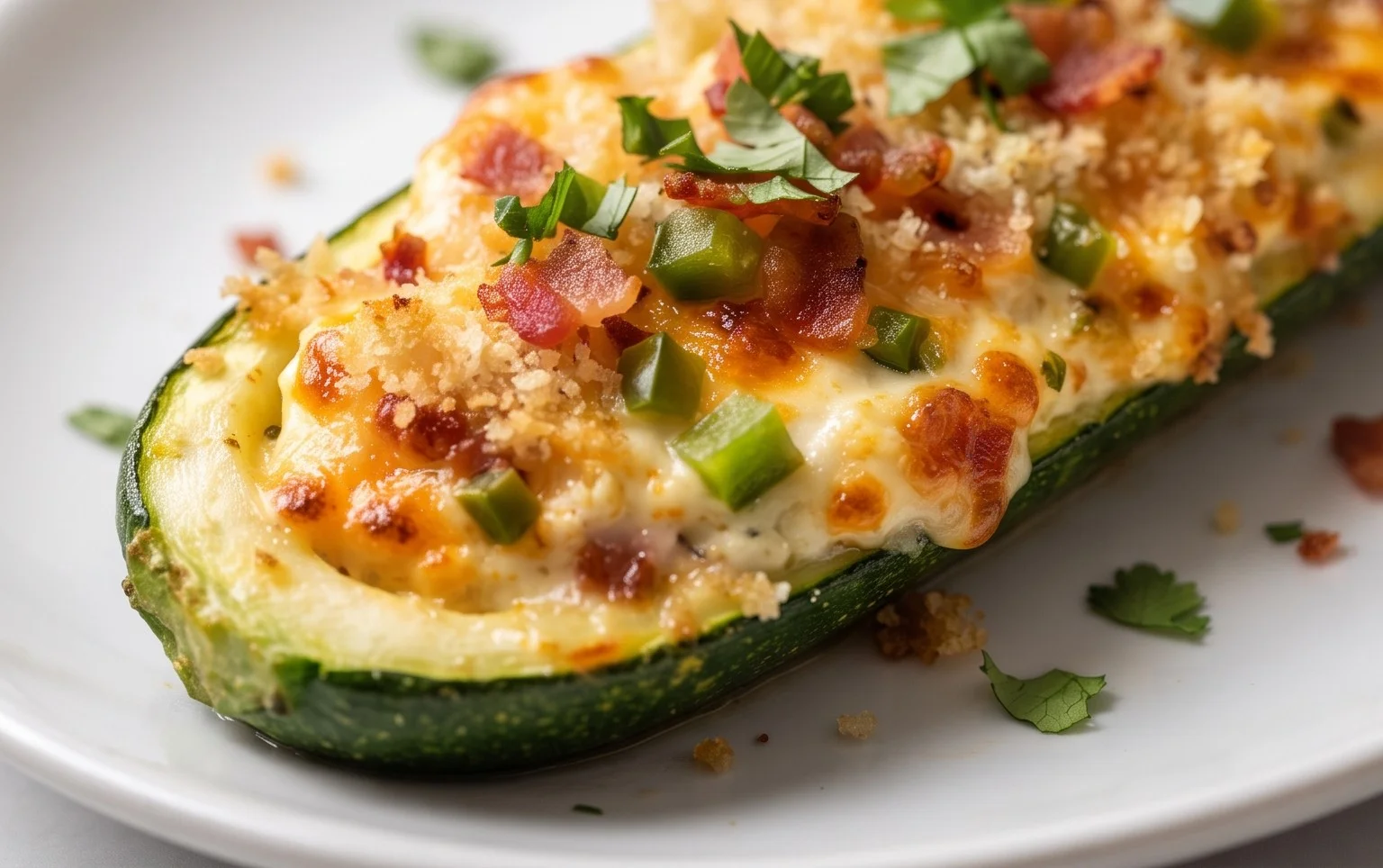 Jalapeno Popper Zucchini Boats
