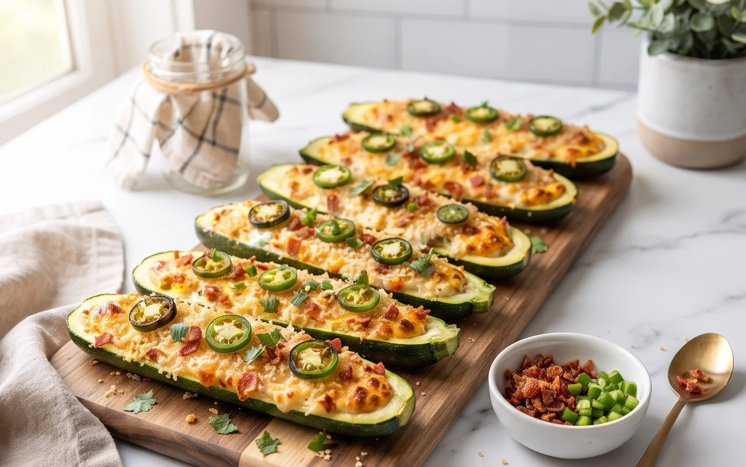Jalapeno Popper Zucchini Boats