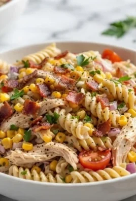 Chicken and Corn Pasta Salad with Beef Bacon