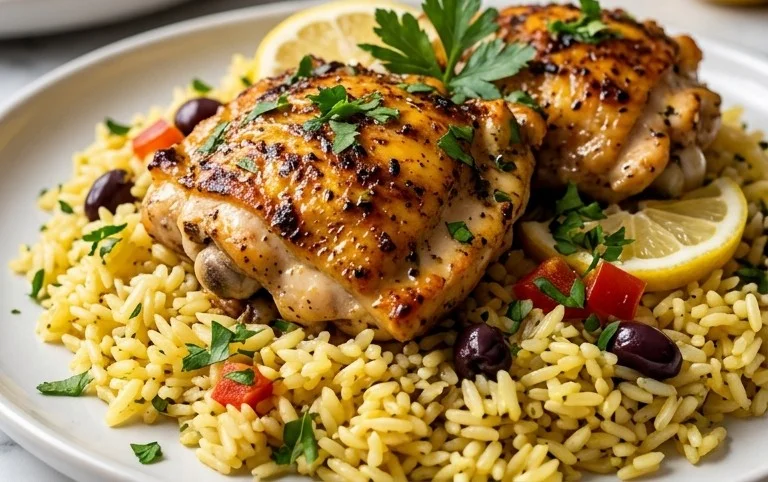 Greek Chicken and Lemon Rice (30 Minutes, One-Pot)