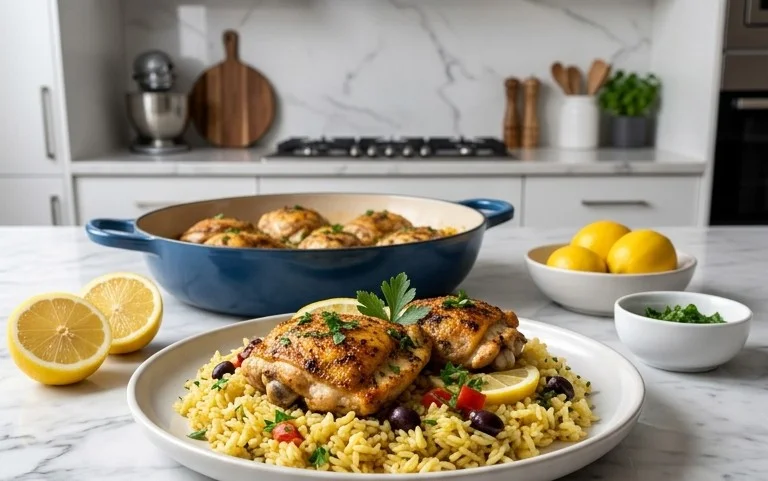 Greek Chicken and Lemon Rice (30 Minutes, One-Pot)