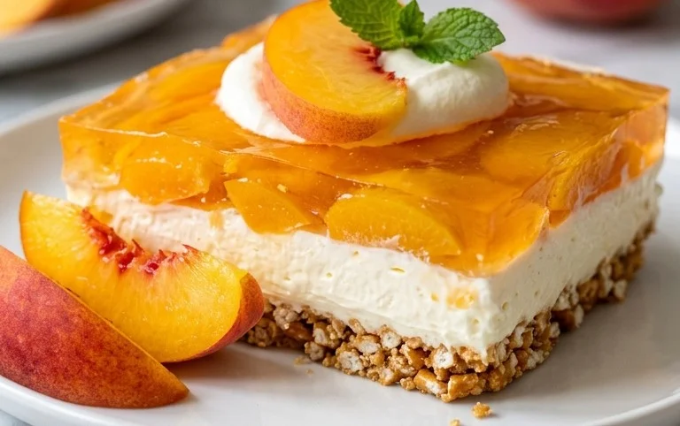 Peach Pretzel Salad Dessert