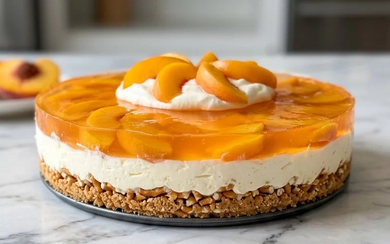 Peach Pretzel Salad Dessert