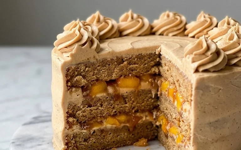 Brown Sugar Layer Cake with Peach Filling