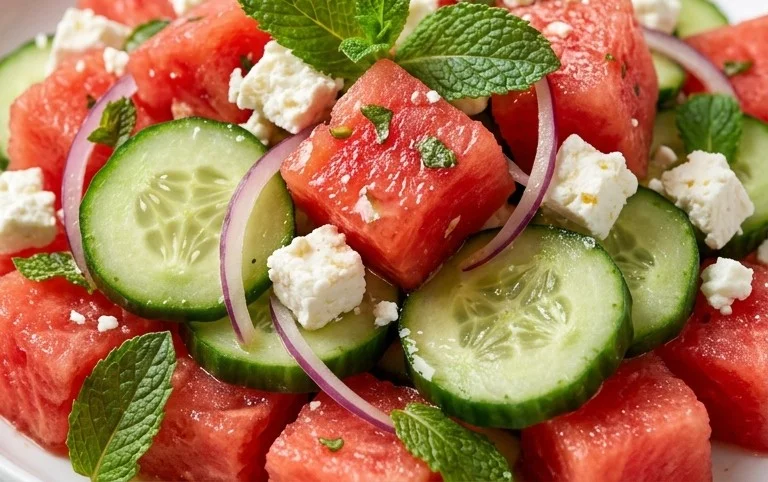 Watermelon Salad with Cucumber and Feta