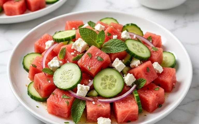 Watermelon Salad with Cucumber and Feta