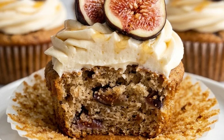Fig Cupcakes with Honey Cream Cheese Frosting