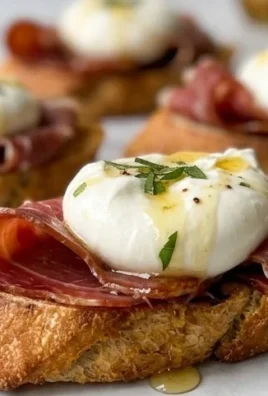 Beef Prosciutto Crostini with Burrata and Lemon Honey Drizzle