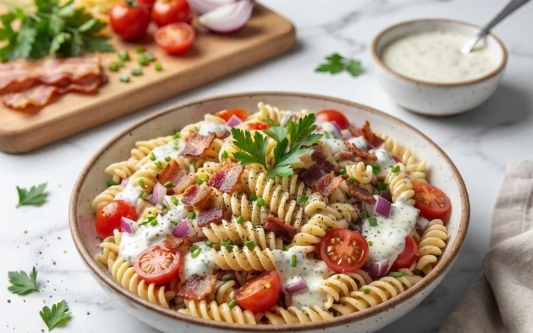 Beef Bacon Ranch Pasta Salad