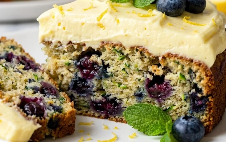 Blueberry Zucchini Cake with Lemon Buttercream