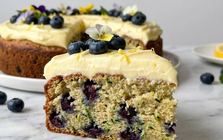 Blueberry Zucchini Cake with Lemon Buttercream